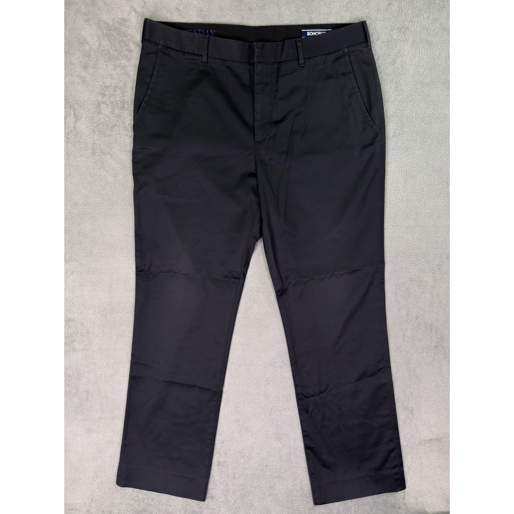 Bonobos Pants Mens 36x32** Black Tuesday Straight Fit Dress Pants Flat Front